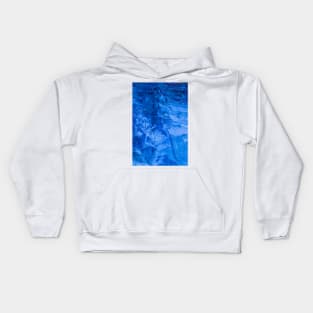 Blue abstract surface from a scratched stonewall Kids Hoodie